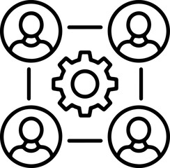 Poster - Teamwork and collaboration concept with people icons and gear mechanism