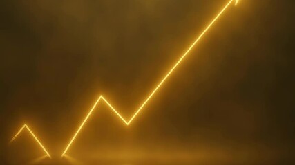Poster - Golden Upward Trend Arrow on Dark Background with Glowing Effect for Business Growth Concepts