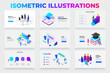 © abert84 - Collection of isometric business and education infographics showcasing teamwork, SWOT, agenda, analysis, learning, and strategy concepts in minimalistic designs.