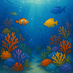 Naklejka na meble coral reef with fishes