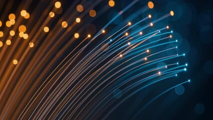 Poster - Vibrant Flow of Light with Blue and Orange Bokeh Background for Abstract Design Projects