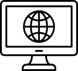 Aufkleber - Computer monitor displaying a simplified outline of the earth s globe icon