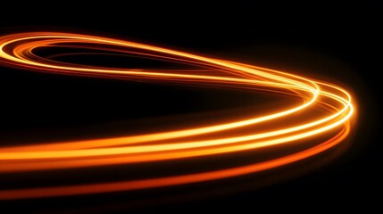 Poster - Dynamic Orange Light Trails on Black Background