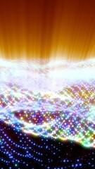 Poster - Colorful digital wave of glowing particles, abstractly depicting dynamic data streams and digital energy