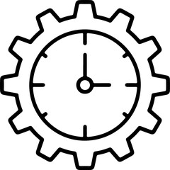 Poster - Simple black line drawing of a clock face integrated with a gear