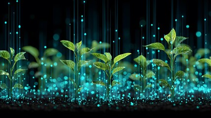 Poster - Digital Growth: Plants Emerging Under a Network of Blue Light Particles