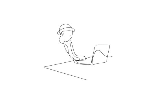 Laptop one line art Of minimalist vector icon with Black And white
