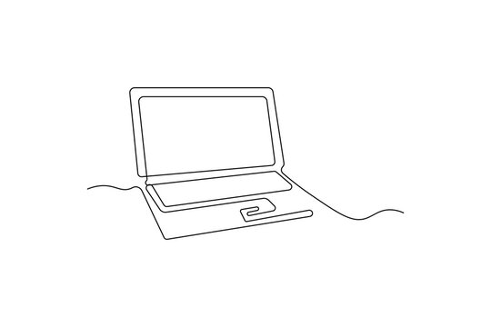 Laptop one line art Of minimalist vector icon with Black And white
