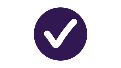 Poster - Minimal White Check Mark in Dark Purple Circle on White Background Icon