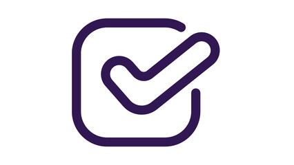 Poster - Minimalist Dark Purple Check Mark Icon with Rounded Square Frame