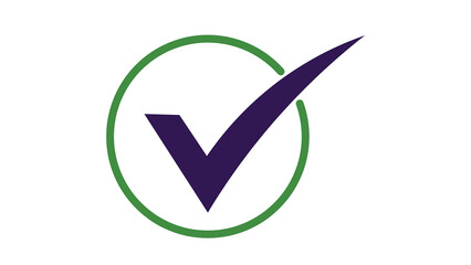 Poster - Bold Dark Purple Check Mark Inside Thin Green Circle – Minimal Icon