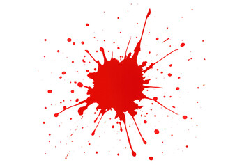 Poster - Bright red paint splashing against transparent surface, forming dynamic color burst