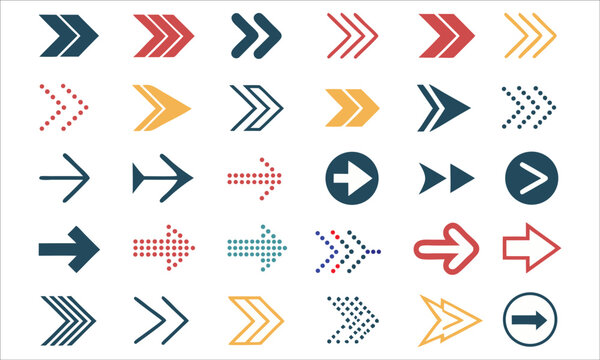 Directional symbols arrows navigation indicators pointer