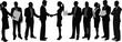 © Ahmed - Silhouette of business people meeting and shaking hands with documents in a row on white background
