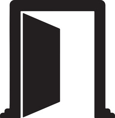 Poster - Minimalist black and white open door icon depicting opportunity and new beginnings