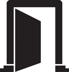 Poster - Simple black and white open door icon representing opportunity and entrance.
