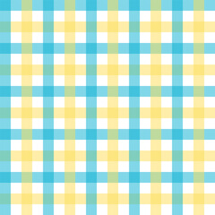 Wall Mural - gingham seamless pattern in blue yellow white.checkered tartan plaid repeat pattern for winter chris