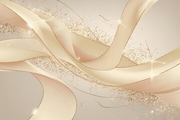 Poster - Abstract Creamy Ribbons with Glimmering Golden Dust Art Background Image