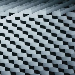 Poster - Abstract checkered pattern in grayscale, geometric arrangement background