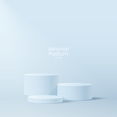 Wall Mural - Abstract minimal scene. Minimal podium with soft material base. Soft podium stages and product showcase platform with covers and golden in round and square shape. 