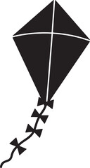 Poster - Black and white diamond kite vector illustration with streamer and string for design projects