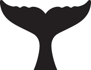Poster - Black and white silhouette of a whale tail isolated on a clean white background