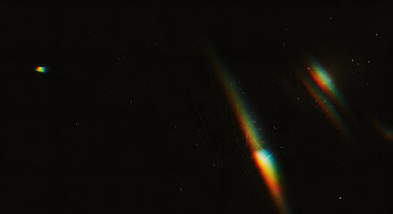 Poster - Abstract light beams in darkness: The artwork evokes a sense of mystery and wonder. Featuring streaks of light and subtle colors, suggesting movement. Aesthetically minimalist.
