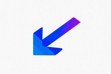 Poster - A stylized blue and purple arrow pointing down and to the left on white background