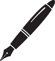 Poster - Elegant black ink fountain pen silhouette on a white background ideal for design projects