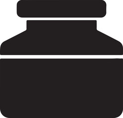 Poster - Simple black and white icon of a jar container with a rounded lid for various applications