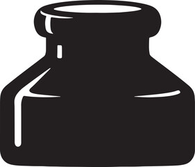 Poster - Simple black and white illustration of a traditional inkwell for writing and art