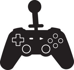 Poster - Simple black and white vector illustration of a classic game controller for gaming