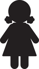 Poster - Simple silhouette illustration of a girl with pigtails and a dress standing upright