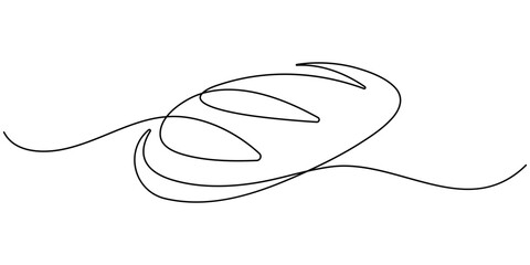 Poster - Bread Continuous Line Icon, Continuous line drawing of a slice of bread. Minimalist design for bakery, Fresh breads one line  continuous drawing. baguette continuous one line illustration, continuous 
