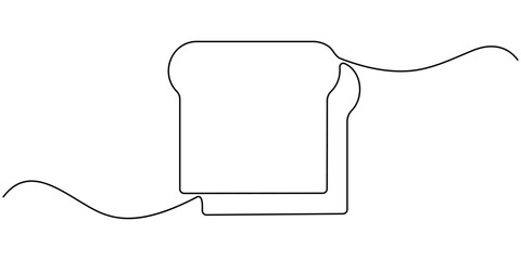 Poster - Bread Continuous Line Icon, Continuous line drawing of a slice of bread. Minimalist design for bakery, Fresh breads one line  continuous drawing. baguette continuous one line illustration, continuous 