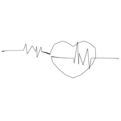 Fototapete - Heart. Continuous line art drawing vector illustration.