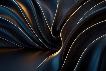 Aufkleber - Elegant dark blue curves with golden lining, a luxurious and modern design