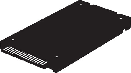 Fototapete - Black and white silhouette of an internal computer component solid state drive ssd