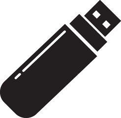 Fototapete - Black and white usb flash drive icon illustrating data storage and technology concept