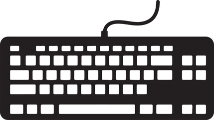 Fototapete - Black and white vector illustration of a wired computer keyboard for digital design