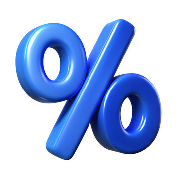 Percent sign. 3d rendering isolated on Transparent background. Cartoon plastic style icon