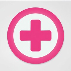 Aufkleber - Bold pink cross centered in white-filled circle, surrounded by thick pink ring, set against plain light-colored background for clean and prominent design.