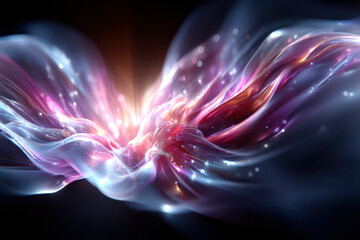 Poster - Colorful abstract light patterns swirl in a dark background with a glowing center