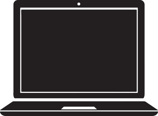 Fototapete - Silhouette illustration of a modern laptop computer on a plain black background