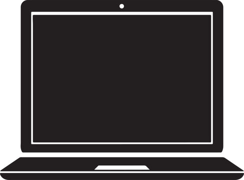 Silhouette illustration of a modern laptop computer on a plain black background