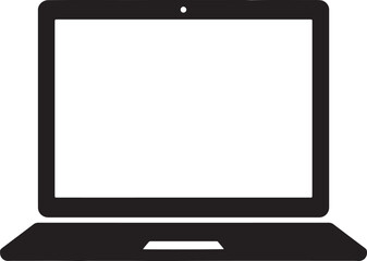 Fototapete - Simple black and white illustration of a laptop computer with an empty screen.