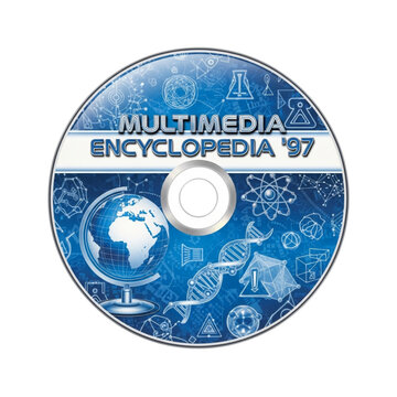 A CD-ROM disc featuring a blue design with scientific symbols and text.