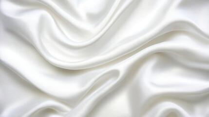 Poster - Elegant white silk fabric with soft waves. Luxurious smooth texture for abstract design and background concept.