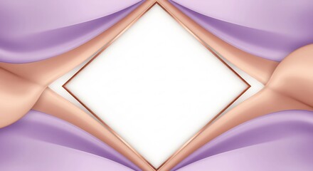 Poster - Elegant Diamond Frame with Lilac and Peach Fabric Drapes, Modern Design