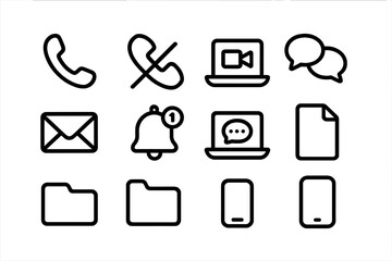 Poster - Essential communication and notification icons set on dark background